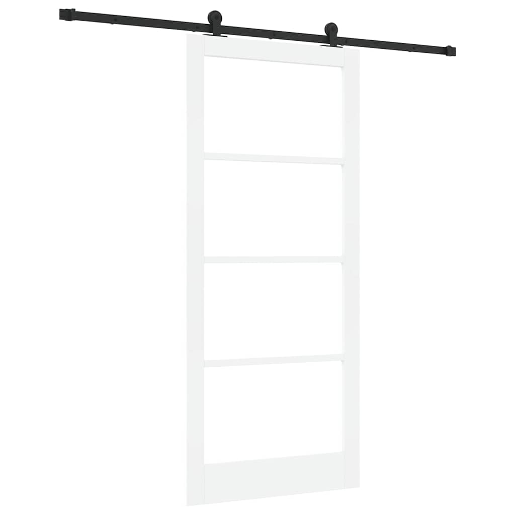 Porta scorrevole ORKDAL bianco 93 x 211 cm legno massello pino e vetro