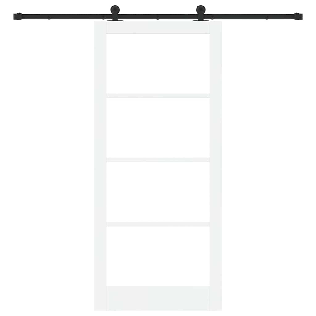 Porta scorrevole ORKDAL bianco 93 x 211 cm legno massello pino e vetro