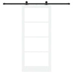 Porta scorrevole ORKDAL bianco 93 x 211 cm legno massello pino e vetro