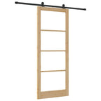 Porta scorrevole ORKDAL legno massello pino e vetro naturale 93 x 232 cm