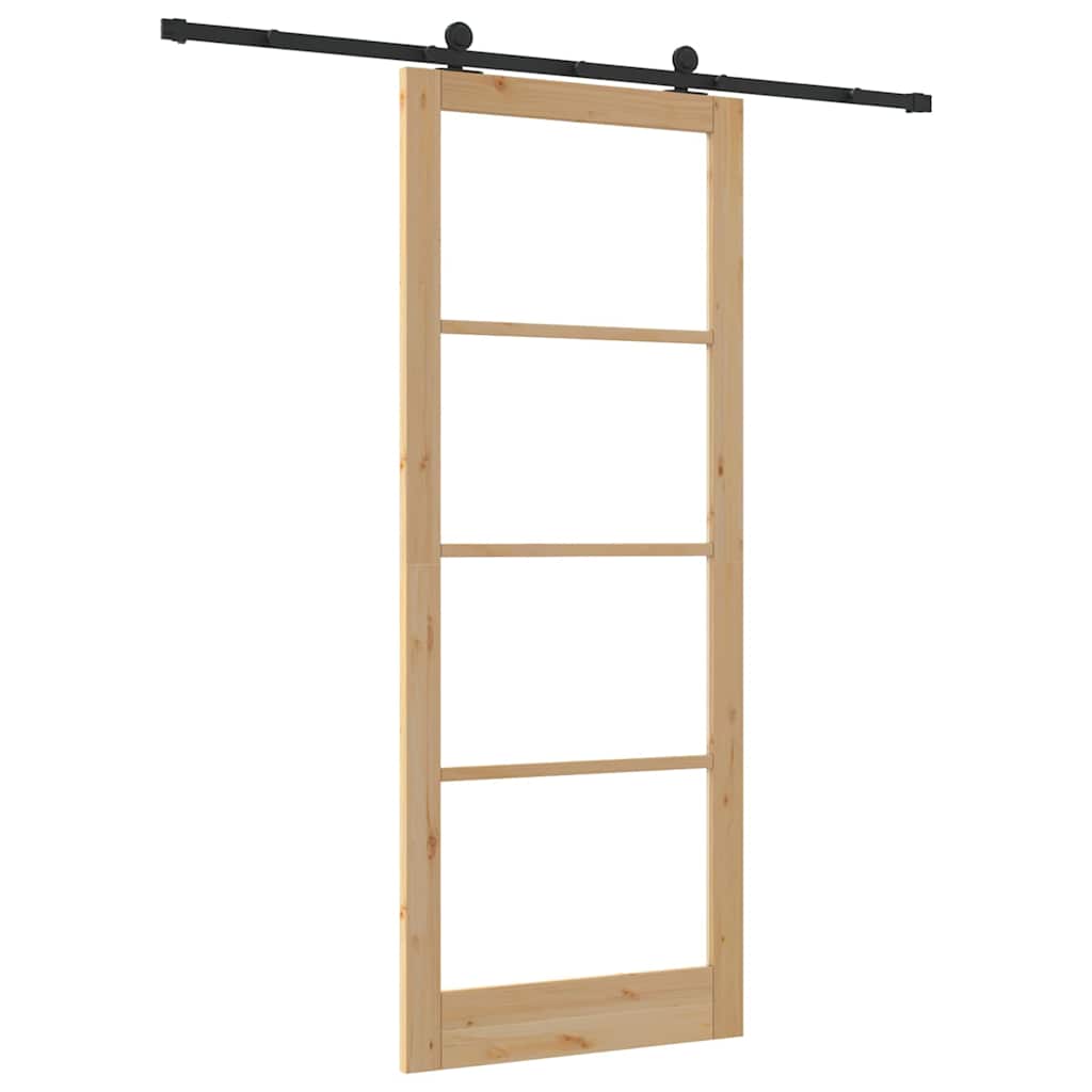 Porta scorrevole ORKDAL legno massello pino e vetro naturale 93 x 232 cm