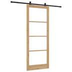 Porta scorrevole ORKDAL legno massello pino e vetro naturale 93 x 232 cm