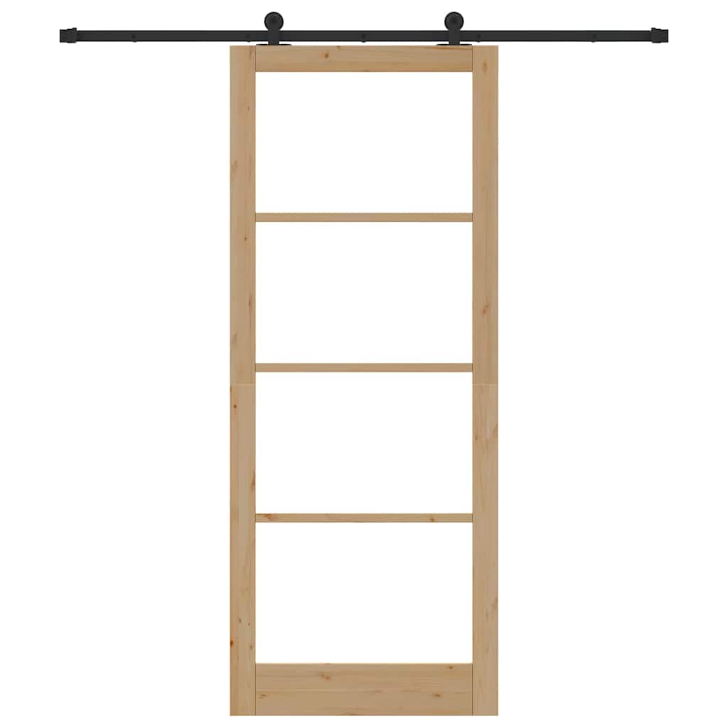 Porta scorrevole ORKDAL legno massello pino e vetro naturale 93 x 232 cm