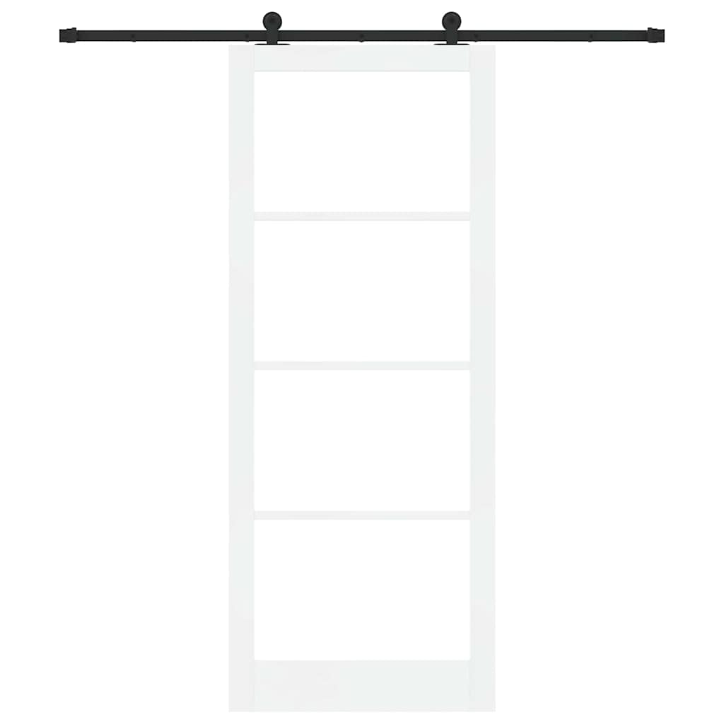 Porta scorrevole ORKDAL in legno massello di pino e vetro bianco 93 x 232 cm