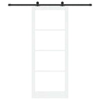 Porta scorrevole ORKDAL in legno massello di pino e vetro bianco 93 x 232 cm