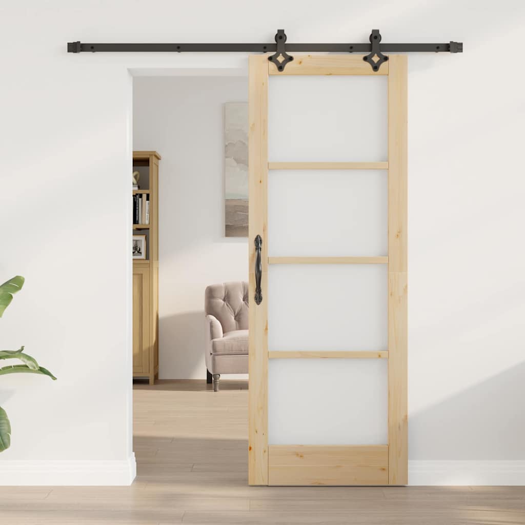 Porta scorrevole ORKDAL Naturale e Nero 73,5 x 198,5 cm
