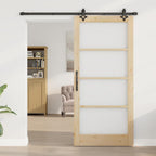 Porta scorrevole ORKDAL 93 x 202 cm legno pino e vetro naturale nero