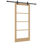 Porta scorrevole ORKDAL 93 x 202 cm legno pino e vetro naturale nero