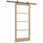 Porta scorrevole ORKDAL 93 x 202 cm legno pino e vetro naturale nero
