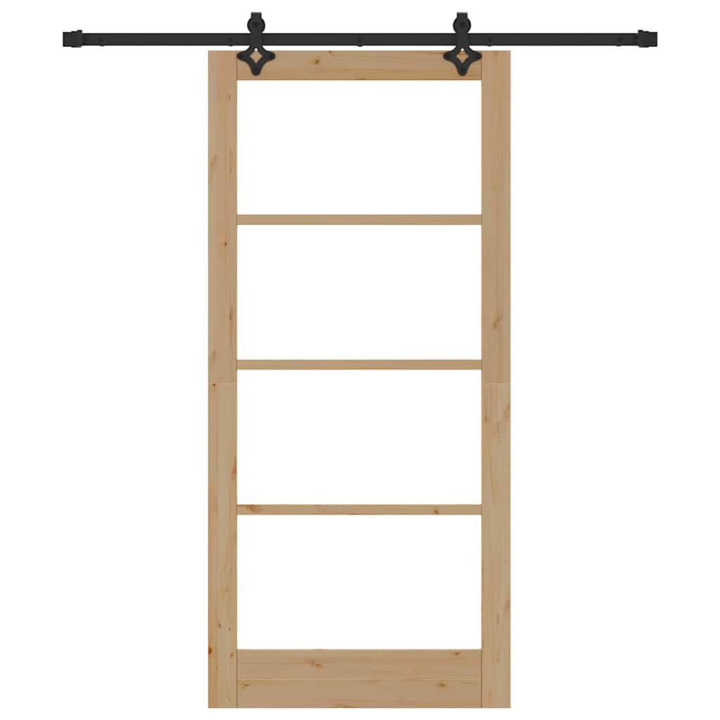 Porta scorrevole ORKDAL 93 x 202 cm legno pino e vetro naturale nero