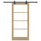 Porta scorrevole ORKDAL 93 x 202 cm legno pino e vetro naturale nero