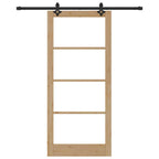 Porta scorrevole ORKDAL Legno massello e vetro 93 x 211 cm Naturale e Nero