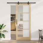 Porta Scorrevole ORKDAL Legno Naturale e Nero 93 x 232 cm