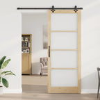 Porta Scorrevole ORKDAL Legno Naturale e Nero 93 x 232 cm