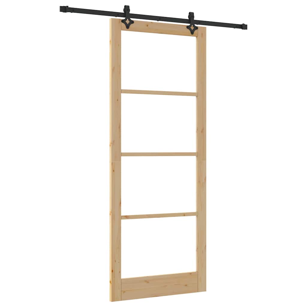 Porta Scorrevole ORKDAL Legno Naturale e Nero 93 x 232 cm
