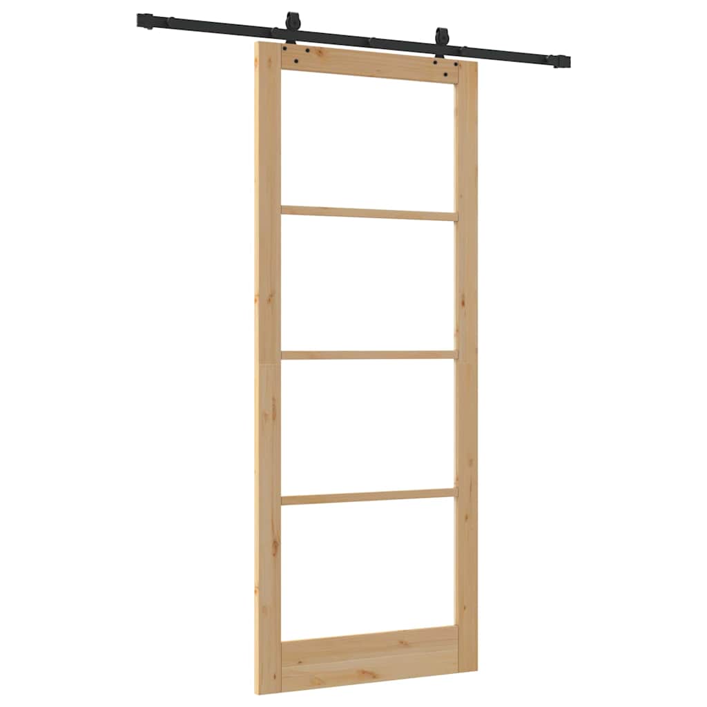 Porta Scorrevole ORKDAL Legno Naturale e Nero 93 x 232 cm