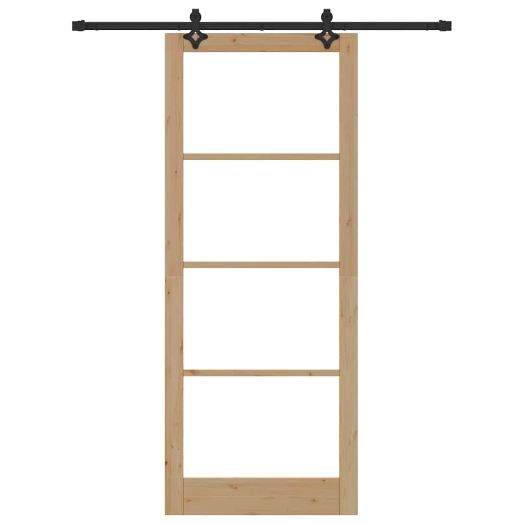 Porta Scorrevole ORKDAL Legno Naturale e Nero 93 x 232 cm