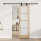 Porta scorrevole ORKDAL legno e vetro 61 x 198,5 cm naturale e nero