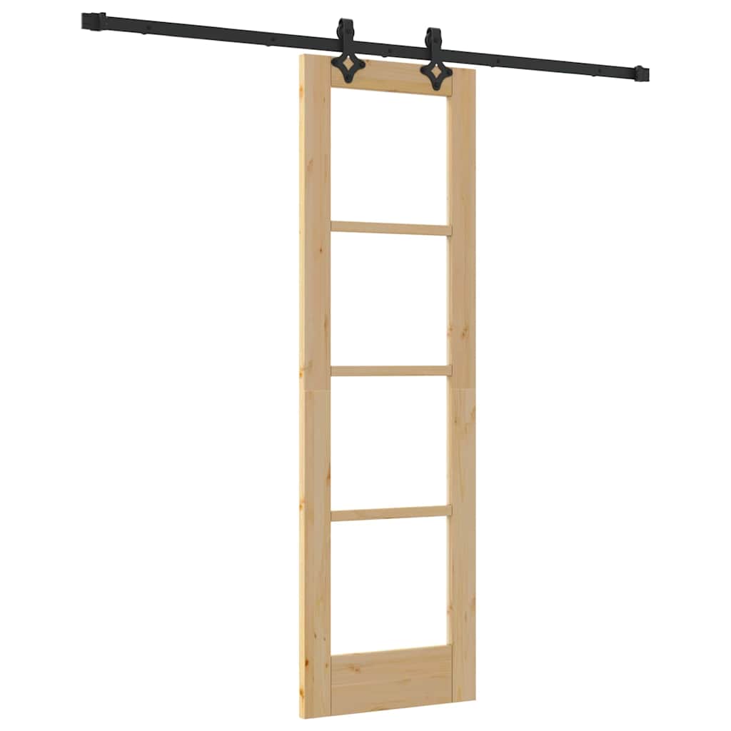 Porta scorrevole ORKDAL legno e vetro 61 x 198,5 cm naturale e nero