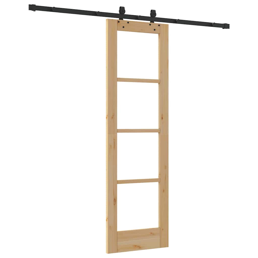 Porta scorrevole ORKDAL legno e vetro 61 x 198,5 cm naturale e nero