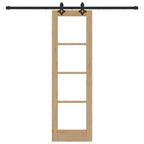 Porta scorrevole ORKDAL legno e vetro 61 x 198,5 cm naturale e nero