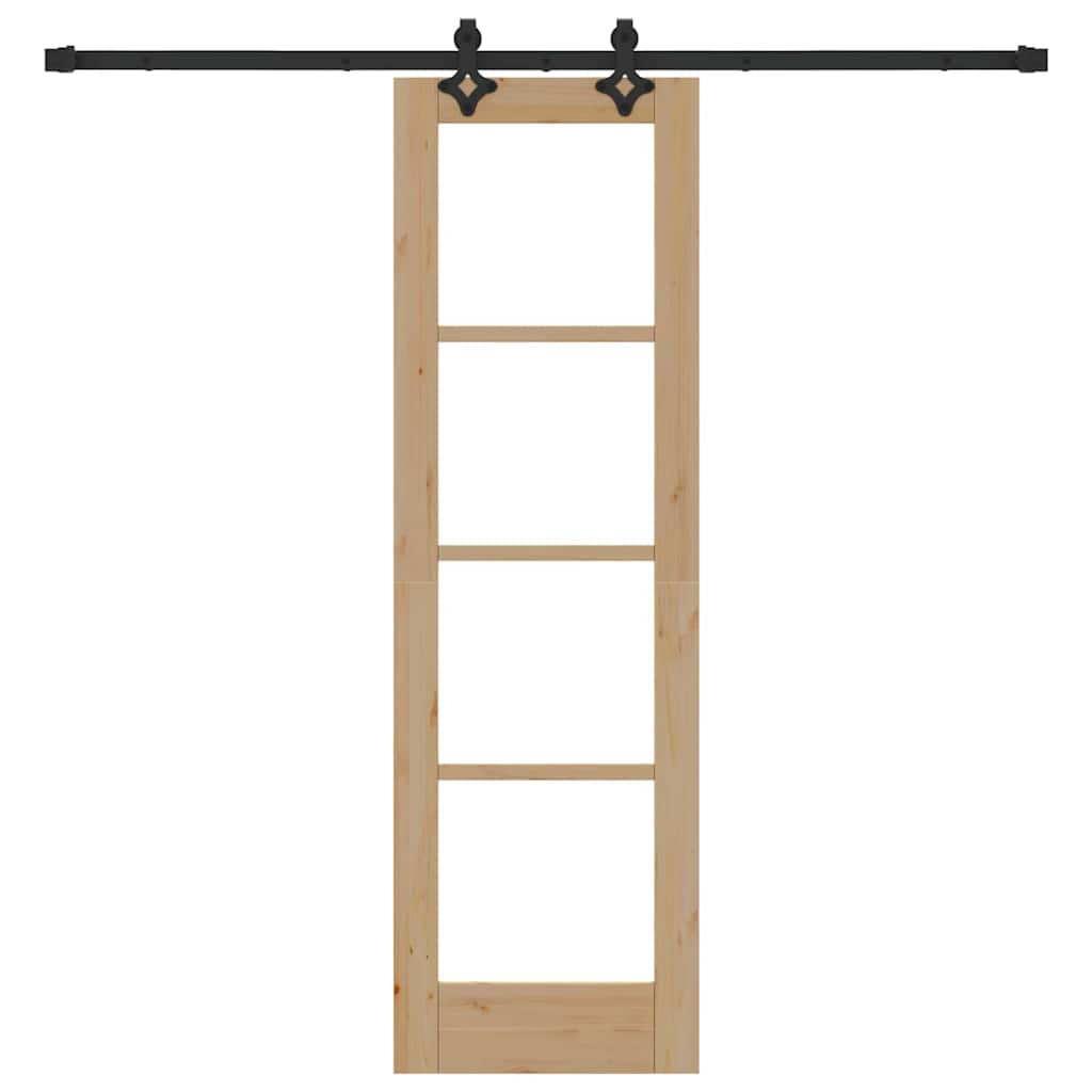 Porta scorrevole ORKDAL legno e vetro 61 x 198,5 cm naturale e nero