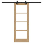 Porta Scorrevole ORKDAL Legno Massello Pino e Vetro 73,5 x 198,5 cm Naturale Nero