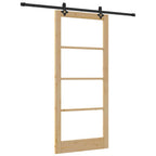 Porta Scorrevole ORKDAL Legno Massello Pino e Vetro Naturale Nero 93x211 cm