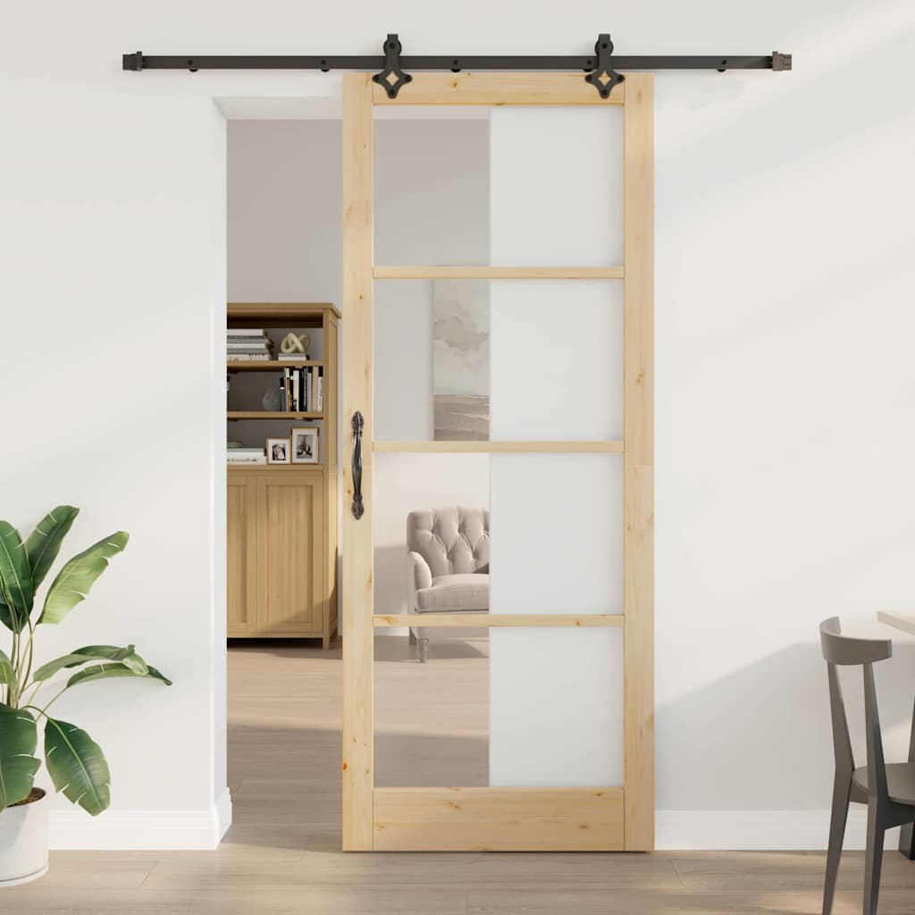 Porta scorrevole ORKDAL Naturale e Nero 93 x 232 cm