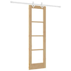 Porta scorrevole in legno massello di pino e vetro naturale 61 x 198,5 cm