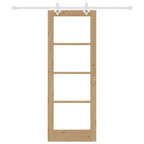 Porta scorrevole in legno massello e vetro naturale 73,5 x 198,5 cm