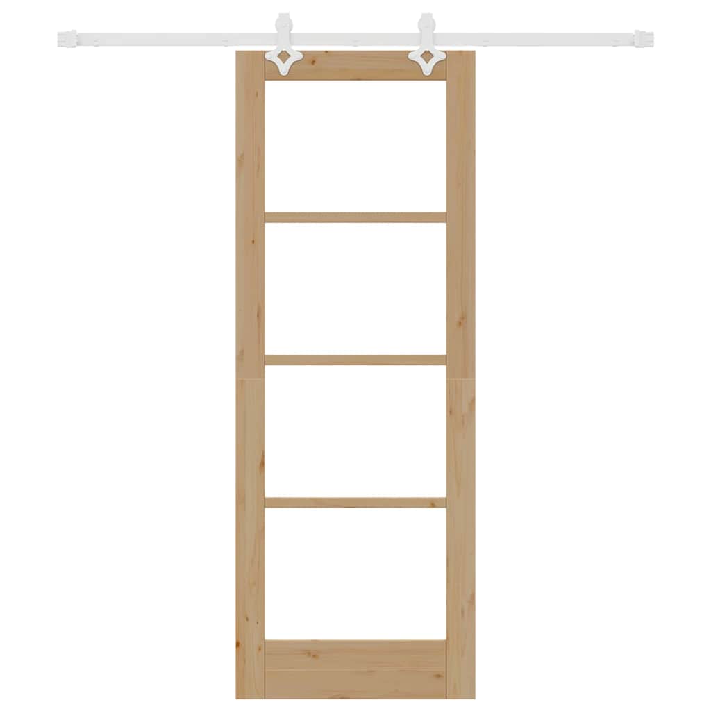 Porta scorrevole in legno massello e vetro naturale 73,5 x 198,5 cm