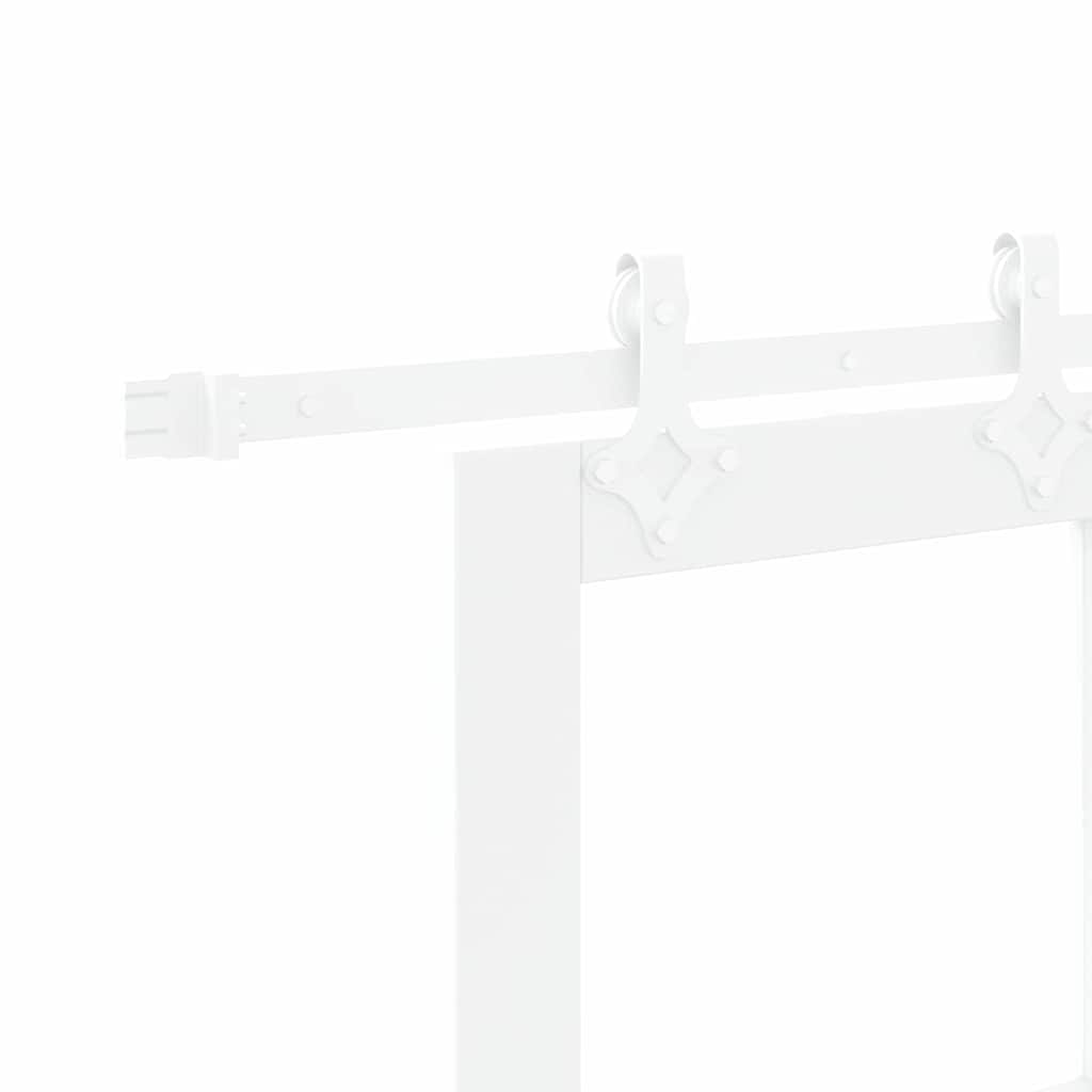 Porta Scorrevole Bianca 83 x 202 cm Legno Massello e Vetro