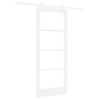 Porta Scorrevole Bianca 83 x 202 cm Legno Massello e Vetro
