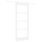 Porta Scorrevole Bianca 83 x 202 cm Legno Massello e Vetro