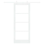 Porta Scorrevole Bianca 83 x 202 cm Legno Massello e Vetro