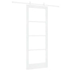 Porta scorrevole in legno massello di pino e vetro bianco 83 x 211 cm