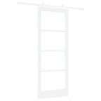 Porta scorrevole in legno massello di pino e vetro bianco 83 x 211 cm