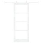 Porta scorrevole in legno massello di pino e vetro bianco 83 x 211 cm