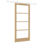 Porta Scorrevole in Legno Massello di Pino e Vetro Naturale 93 x 202 cm
