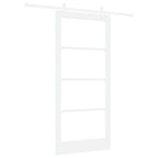 Porta Scorrevole Bianco 93 x 202 cm Legno Massello Pino e Vetro
