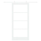 Porta Scorrevole Bianco 93 x 202 cm Legno Massello Pino e Vetro