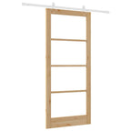 Porta scorrevole in legno massello di pino e vetro 93 x 211 cm colore naturale