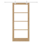 Porta scorrevole in legno massello di pino e vetro 93 x 211 cm colore naturale