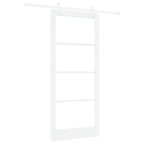 Porta Scorrevole Bianco 93 x 211 cm - Legno Massello Pino e Vetro