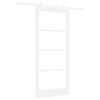 Porta Scorrevole Bianco 93 x 211 cm - Legno Massello Pino e Vetro