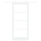 Porta Scorrevole Bianco 93 x 211 cm - Legno Massello Pino e Vetro
