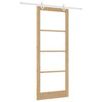 Porta scorrevole in legno massello di pino e vetro 93 x 232 cm color naturale