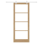 Porta scorrevole in legno massello di pino e vetro 93 x 232 cm color naturale