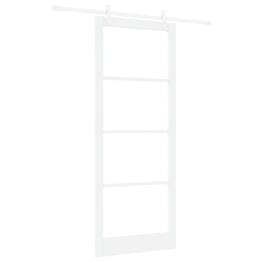 Porta scorrevole bianca 93 x 232 cm legno massello pino e vetro
